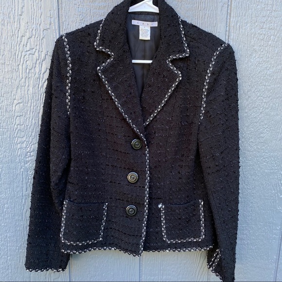 CAbi Jackets & Blazers - CAbi Black Tweed Blazer Style #881 Size 6